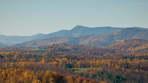 View of fall color mountain range at Fisher Peak