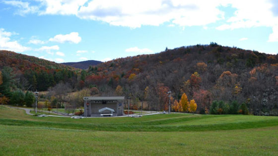 Blue Ridge Music Center amphitheater with mountains behind it