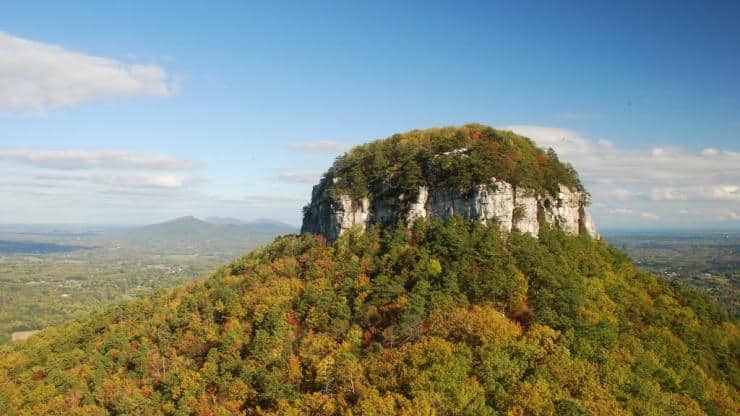 View of Pilot Mountain during autumn