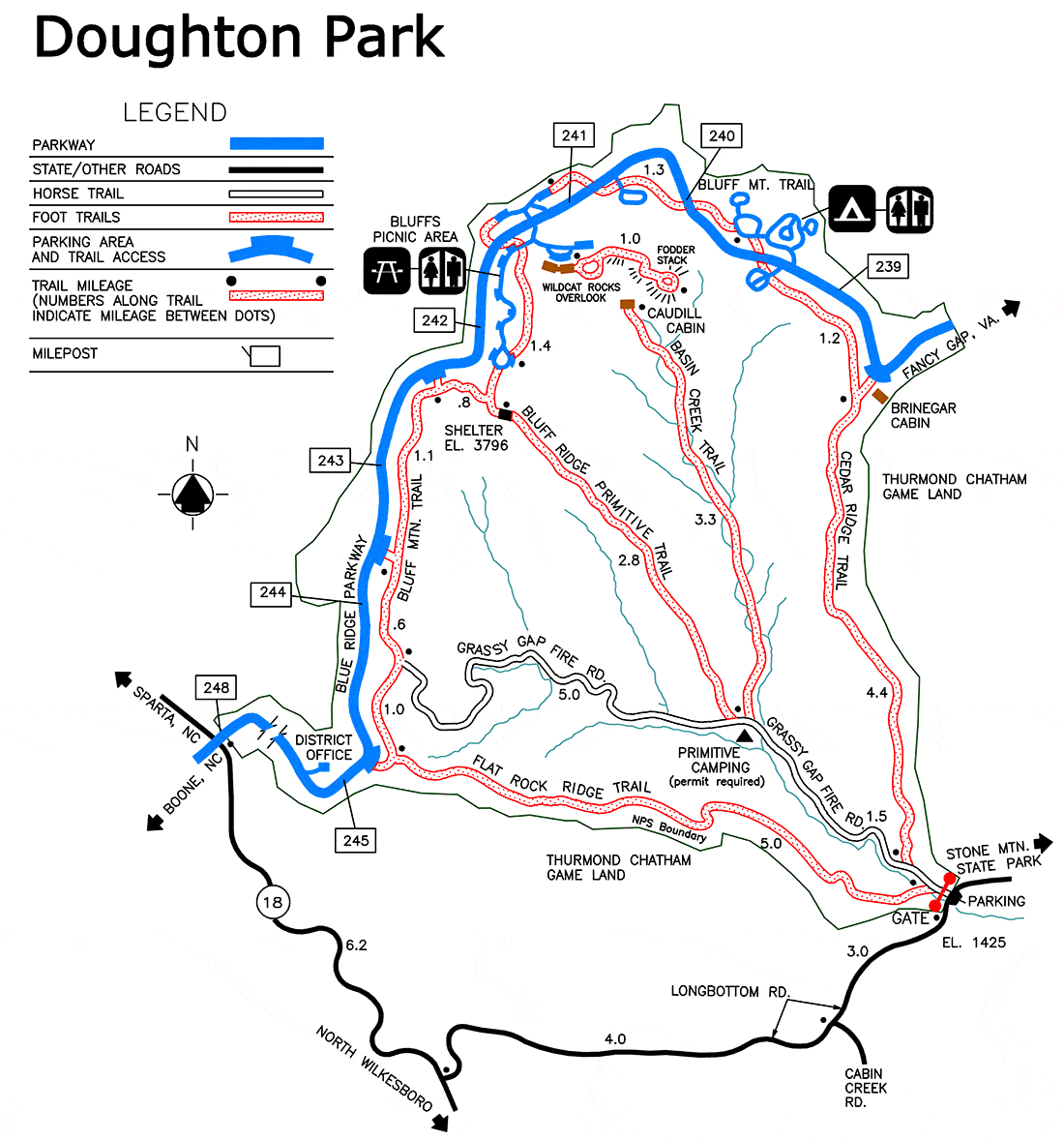 Map of Doughton Park trails